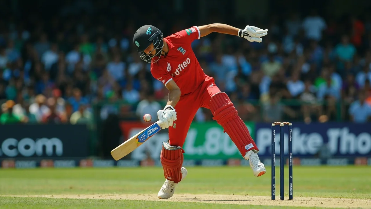 Tactical view of cricket fielders set in a ring around a T20I batter with the bowler running in at Harare
